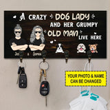 Personalized A Crazy Dog Lady And Her Grumpy Old Man  Live Here Key Holder Printed NQHY0906