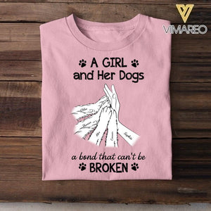 Personalized A Girl And Her Dogs A Bond That Can't Be Broken Tshirt Printed NQHY1306