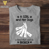 Personalized A Girl And Her Dogs A Bond That Can't Be Broken Tshirt Printed NQHY1306