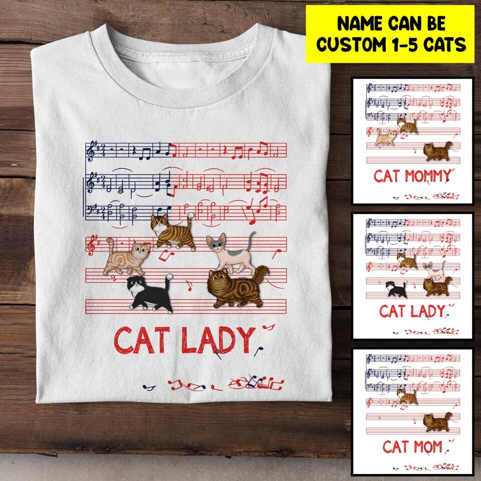 Personalized Cat Mom Music Tshirt Printed QTHY1306