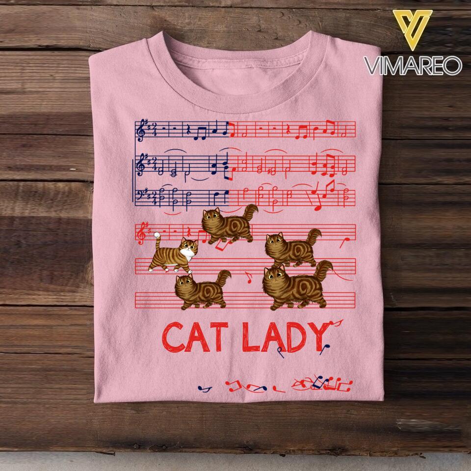Personalized Cat Mom Music Tshirt Printed QTHY1306