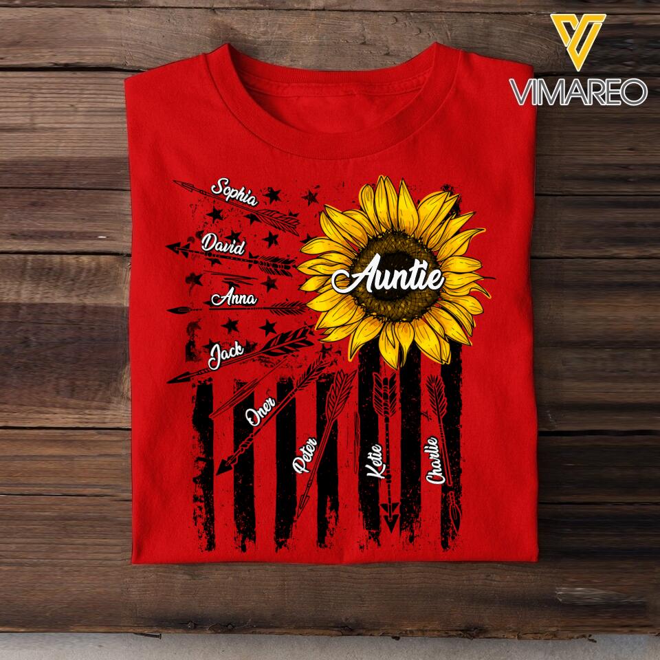 Personalized Auntie Sunflower Tshirt Printed 22JUL-DT15