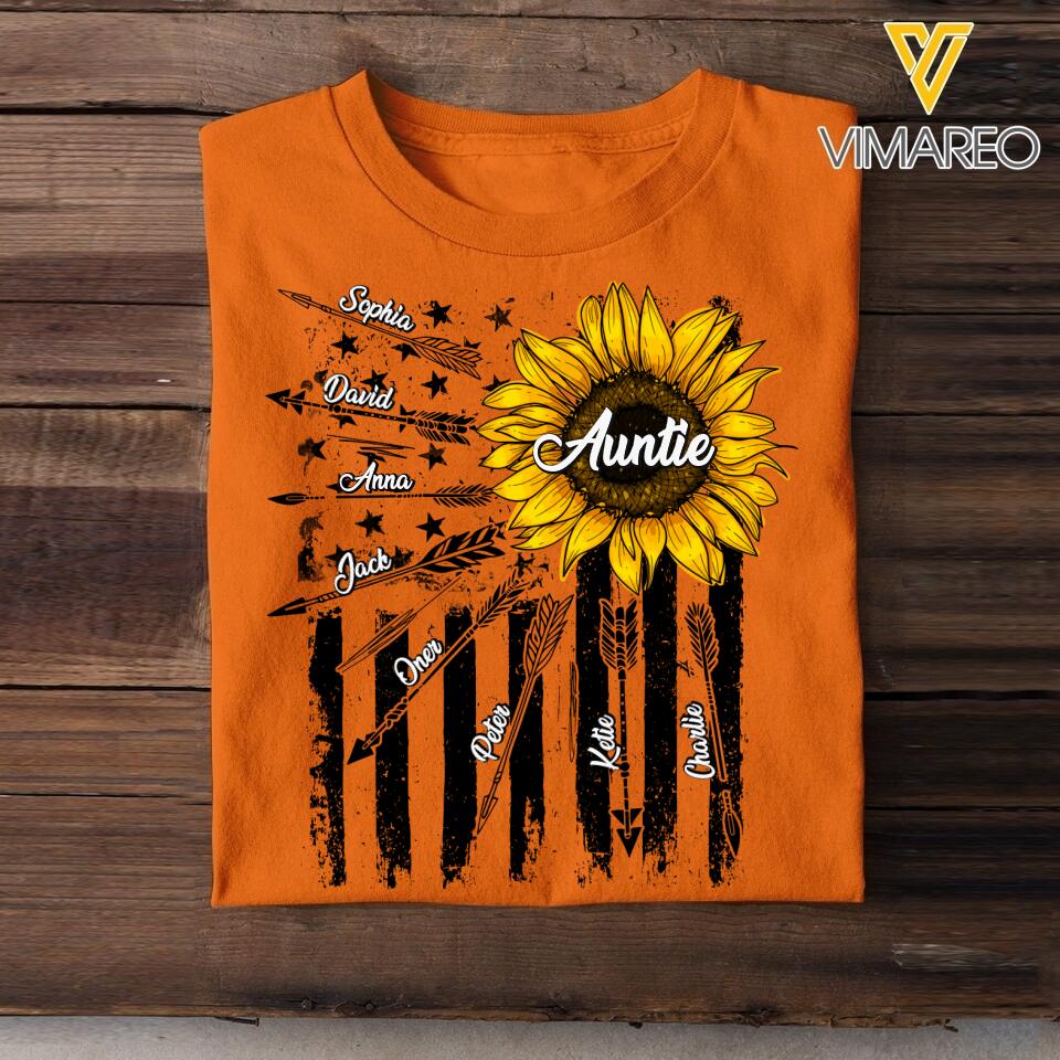 Personalized Auntie Sunflower Tshirt Printed 22JUL-DT15