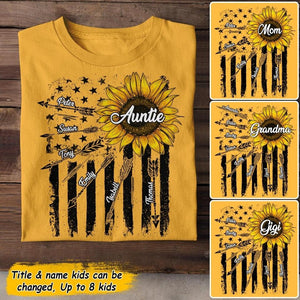 Personalized Auntie Sunflower Tshirt Printed 22JUL-DT15