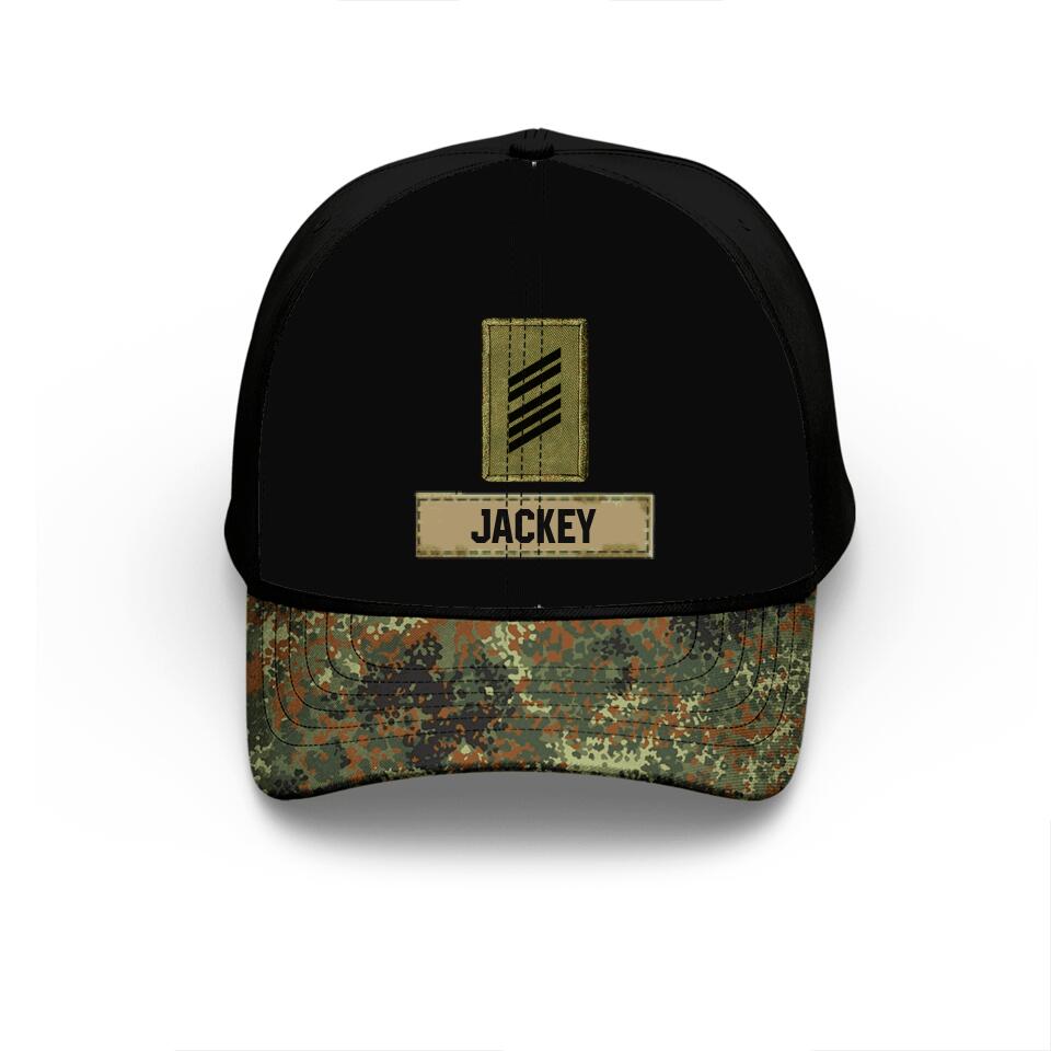 Personalized Germany Soldiers Rank & Name Cap Printed