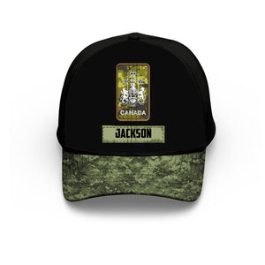 Personalized Canadian Soldiers Rank & Name Cap Printed