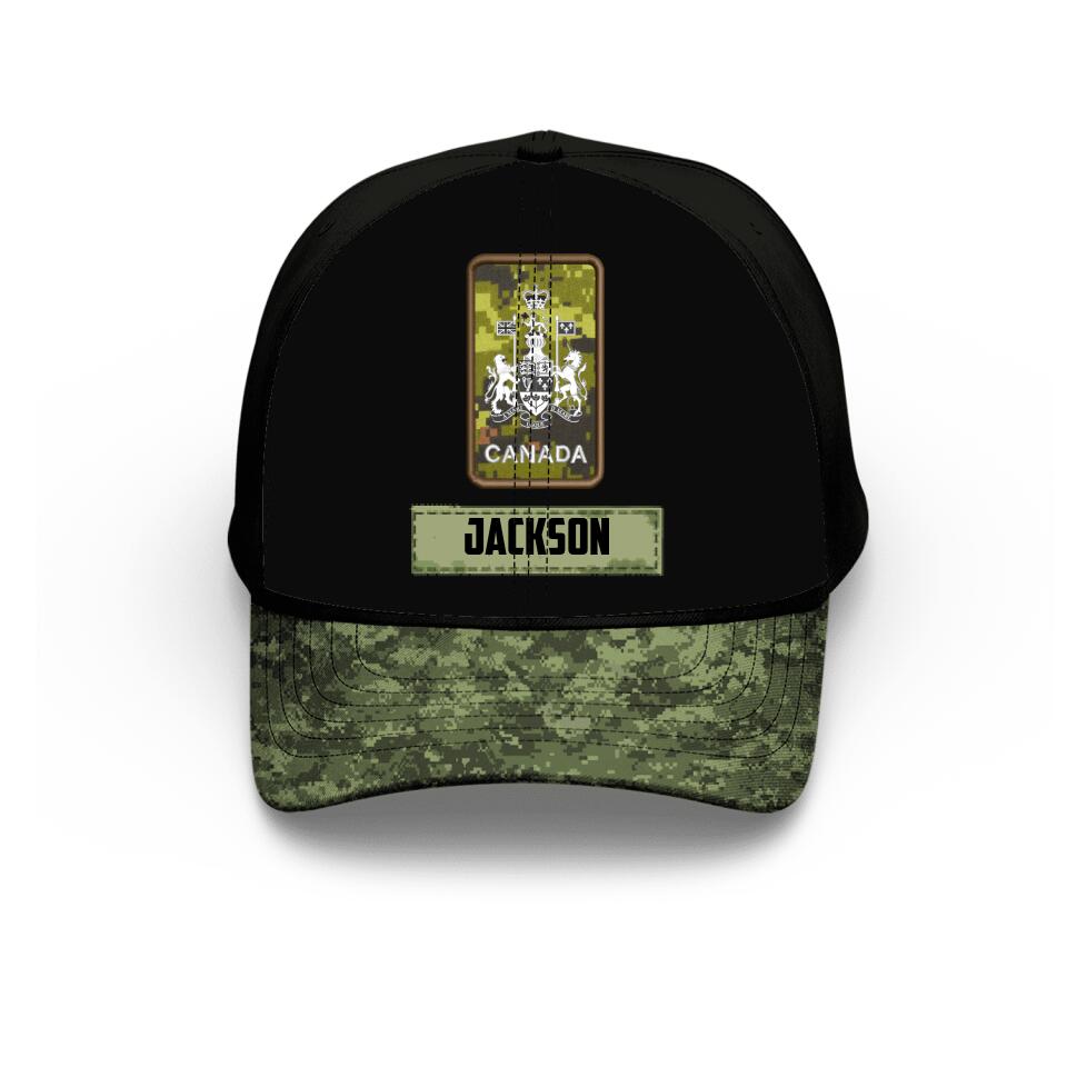 Personalized Canadian Soldiers Rank & Name Cap Printed