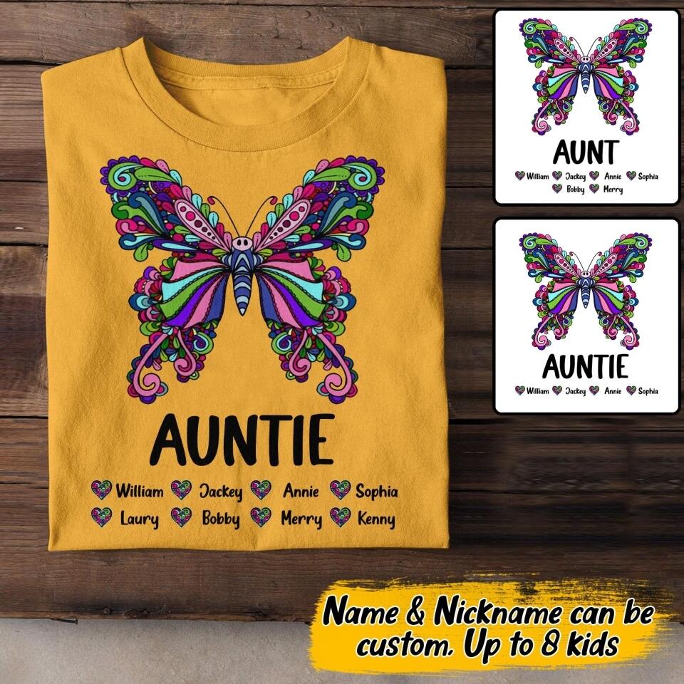 Personalized Auntie Butterfly Tshirt Printed HQDM1606