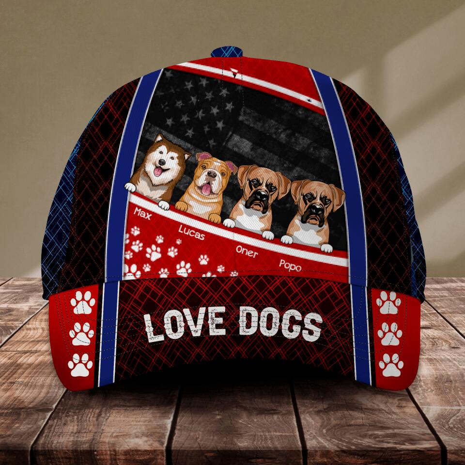 Personalized Love Dog Cap Printed NQĐT1706