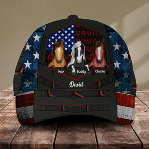 Personalized Love Horse Cap Us Flag Printed NQDT1806