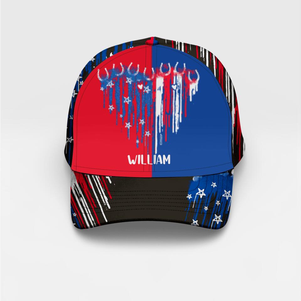 Personalized Heart Horse Cap Us Flag Printed NQHC1806