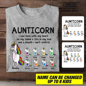 Personalized Auntiecorn Kid Name Tshirt Printed QTHC1806