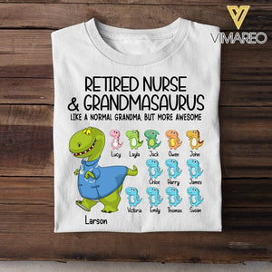 Personalized Retired Nurse & Grandmasaurus Tshirt Printed Mother's Day Gifts For Grandmother & Mom 22JUL-DT18