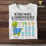 Personalized Retired Nurse & Grandmasaurus Tshirt Printed Mother's Day Gifts For Grandmother & Mom 22JUL-DT18