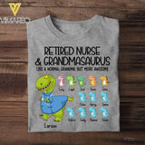 Personalized Retired Nurse & Grandmasaurus Tshirt Printed Mother's Day Gifts For Grandmother & Mom 22JUL-DT18