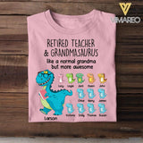 Personalized Retired Teacher & Grandmasaurus Tshirt Printed Mother's Day Gifts For Grandmother & Mom 22JUL-HY18