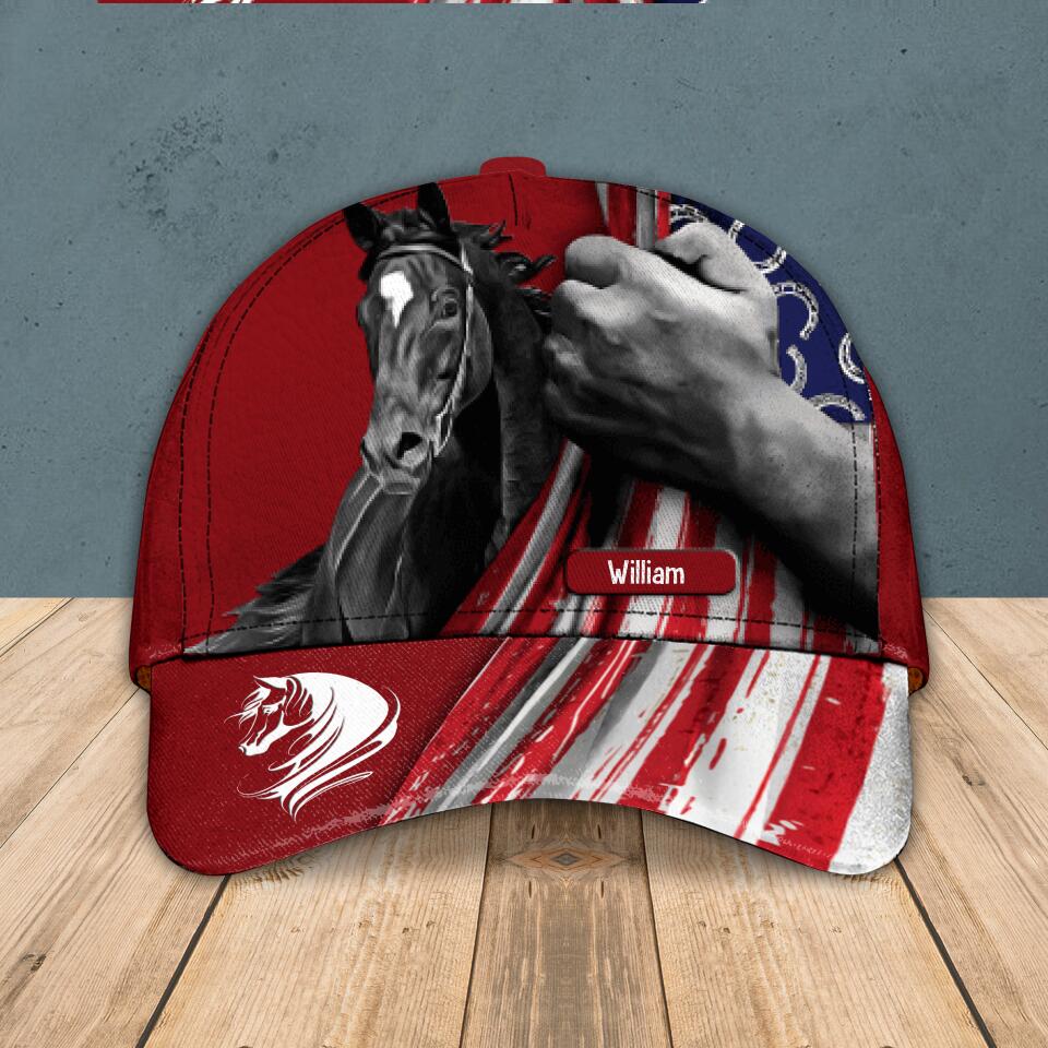 Personalized Horse Custome  Cap US Flag Printed NQHQ2006