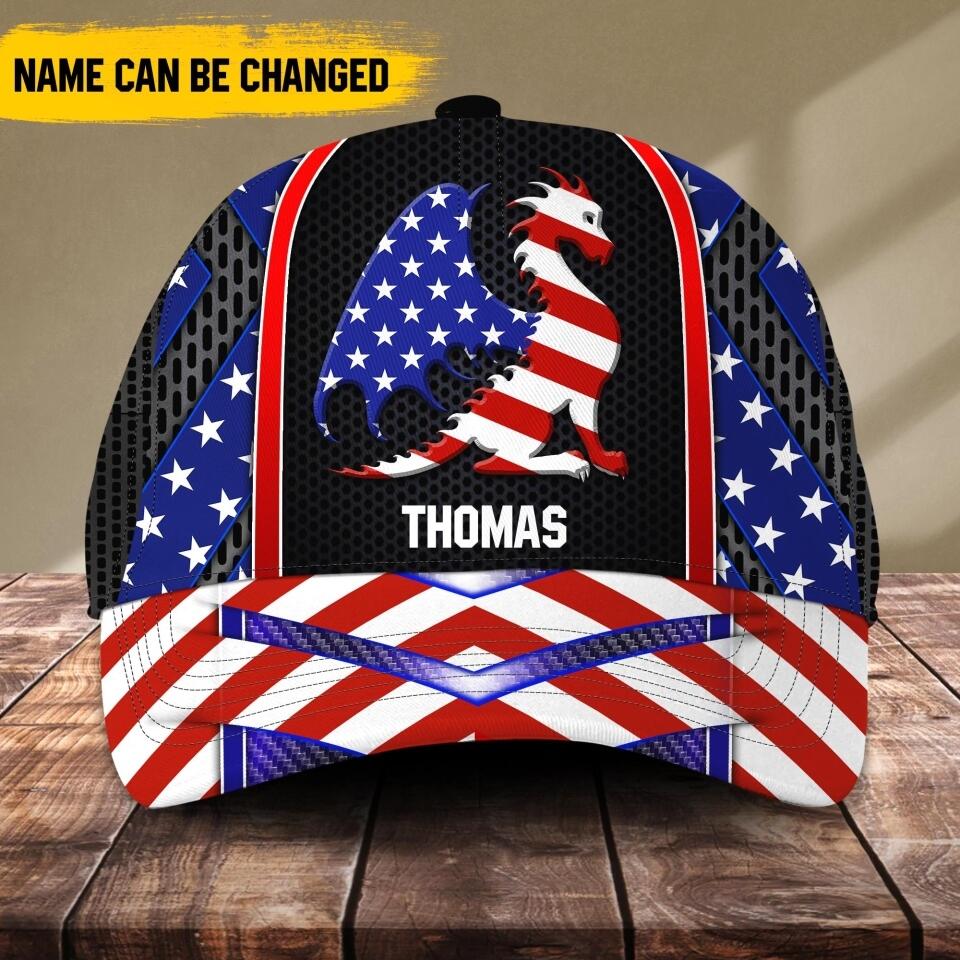 Personalized Dragon Cap Us Flag Printed NQĐT2006