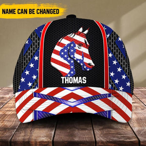 Personalized Horse Cap Us Flag Printed NQĐT2006