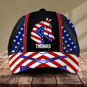 Personalized Horse Cap Us Flag Printed NQĐT2006