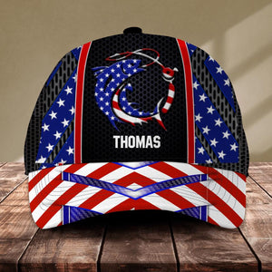 Personalized Fish Cap Us Flag Printed NQĐT2006
