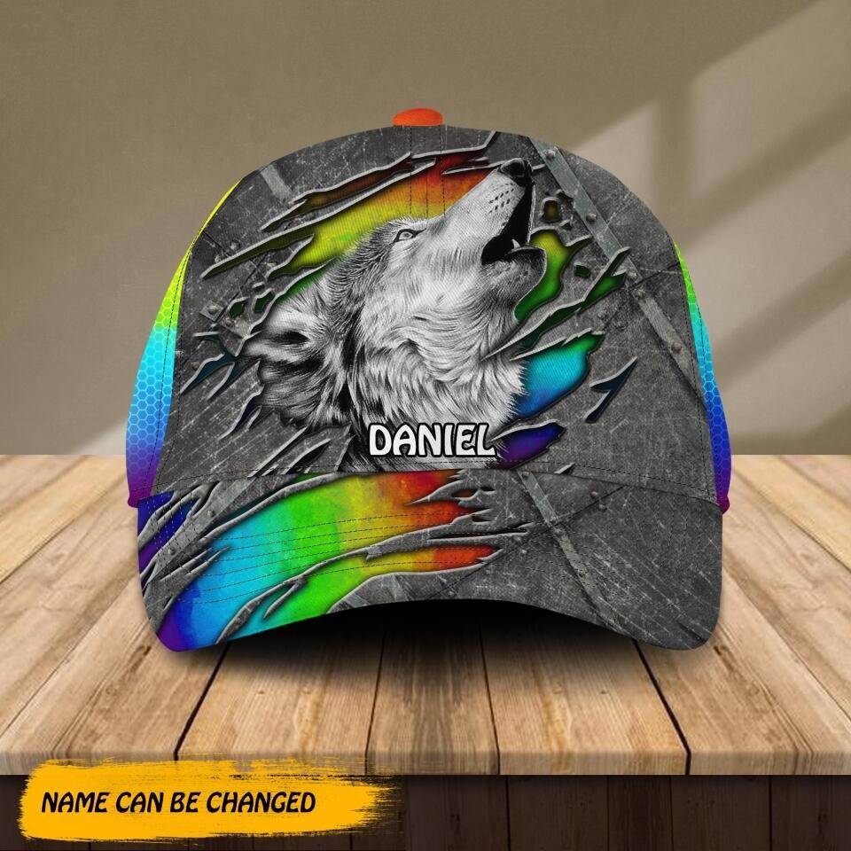 Personalized Tear Wolf LGBT Flag Cap Printed NQDT2806