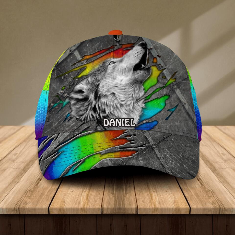 Personalized Tear Wolf LGBT Flag Cap Printed NQDT2806