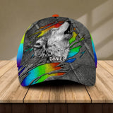 Personalized Tear Wolf LGBT Flag Cap Printed NQDT2806