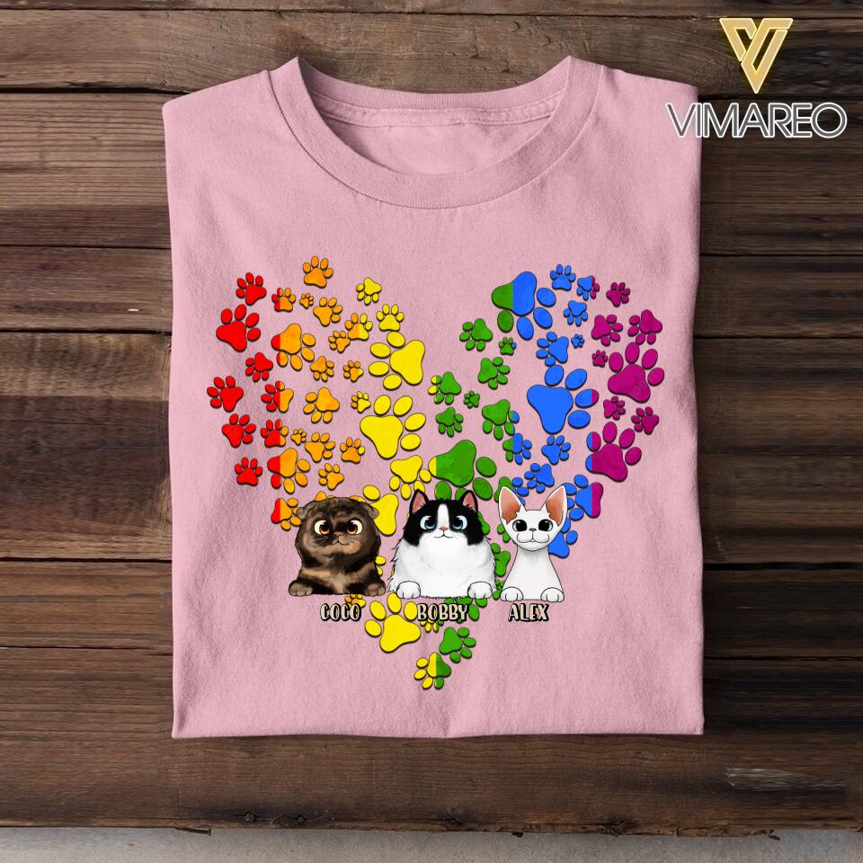Personalized Cat Lovers LGBT Heart Tshirt Printed NQHC2806