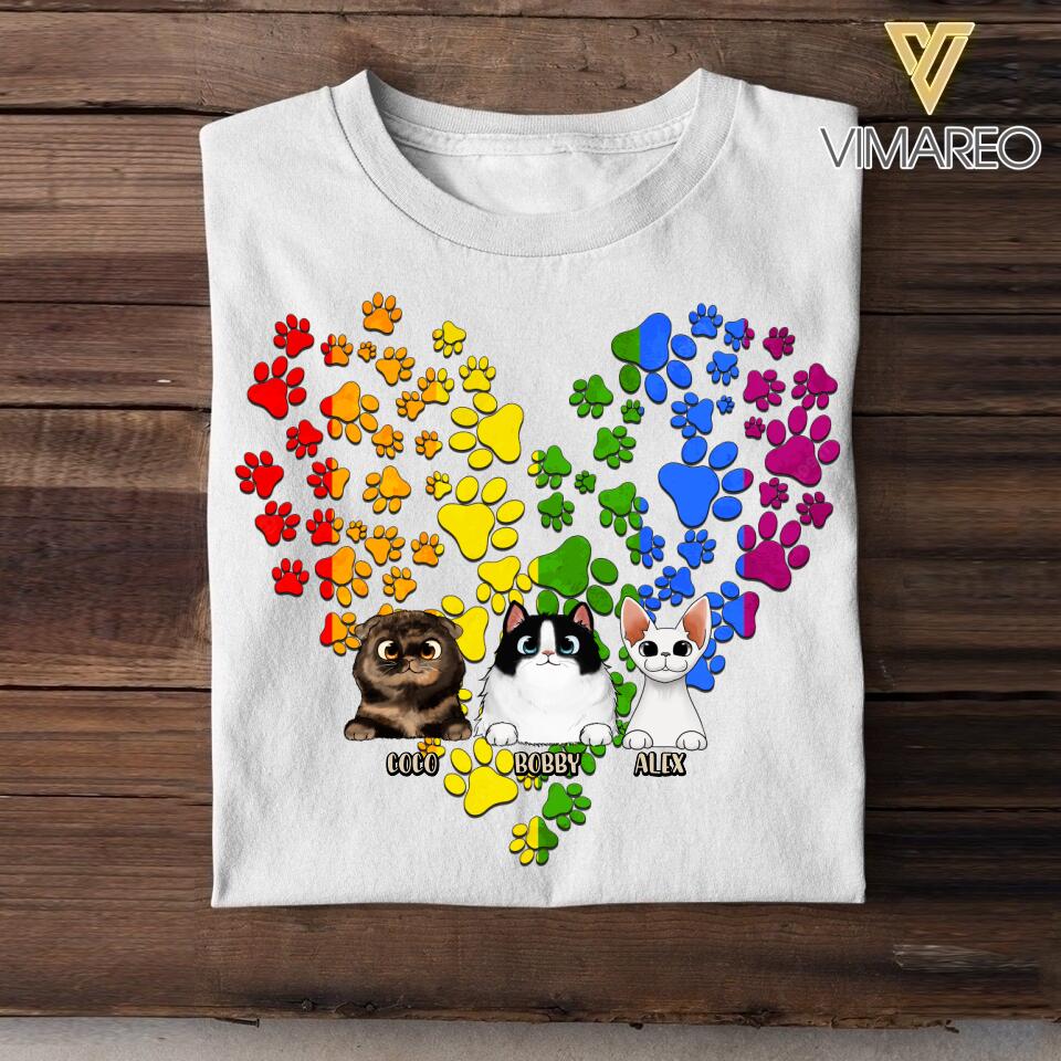 Personalized Cat Lovers LGBT Heart Tshirt Printed NQHC2806