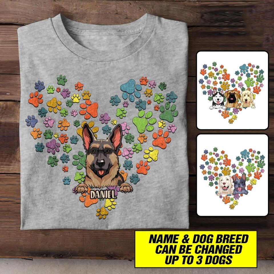 Personalized Heart Dog Tshirt Printed NQHC2906