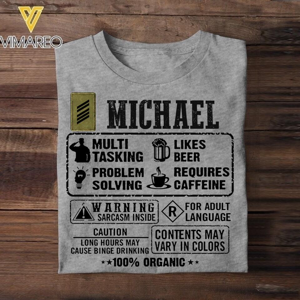 Personalized German Soldier/Veterans Tshirt Printed 22JUL-DT30