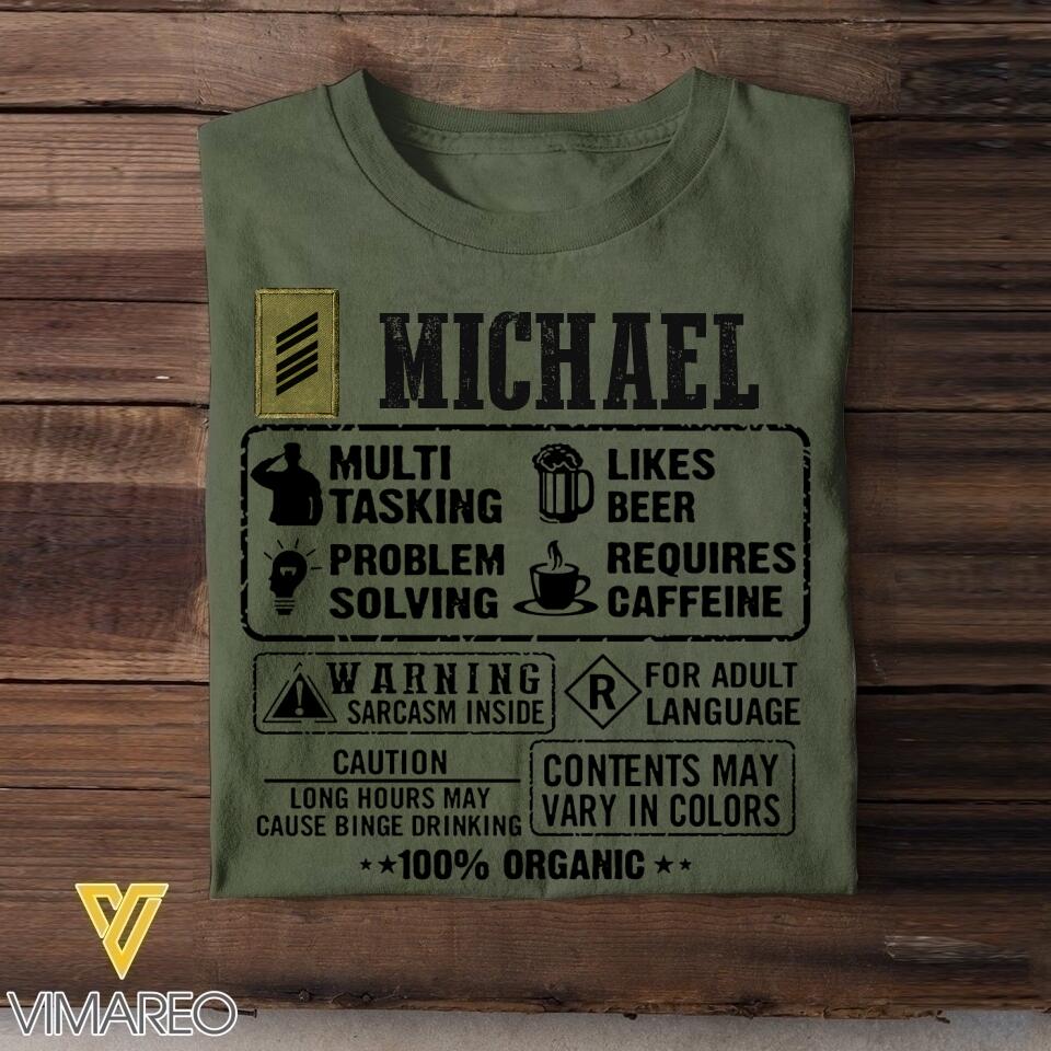Personalized German Soldier/Veterans Tshirt Printed 22JUL-DT30