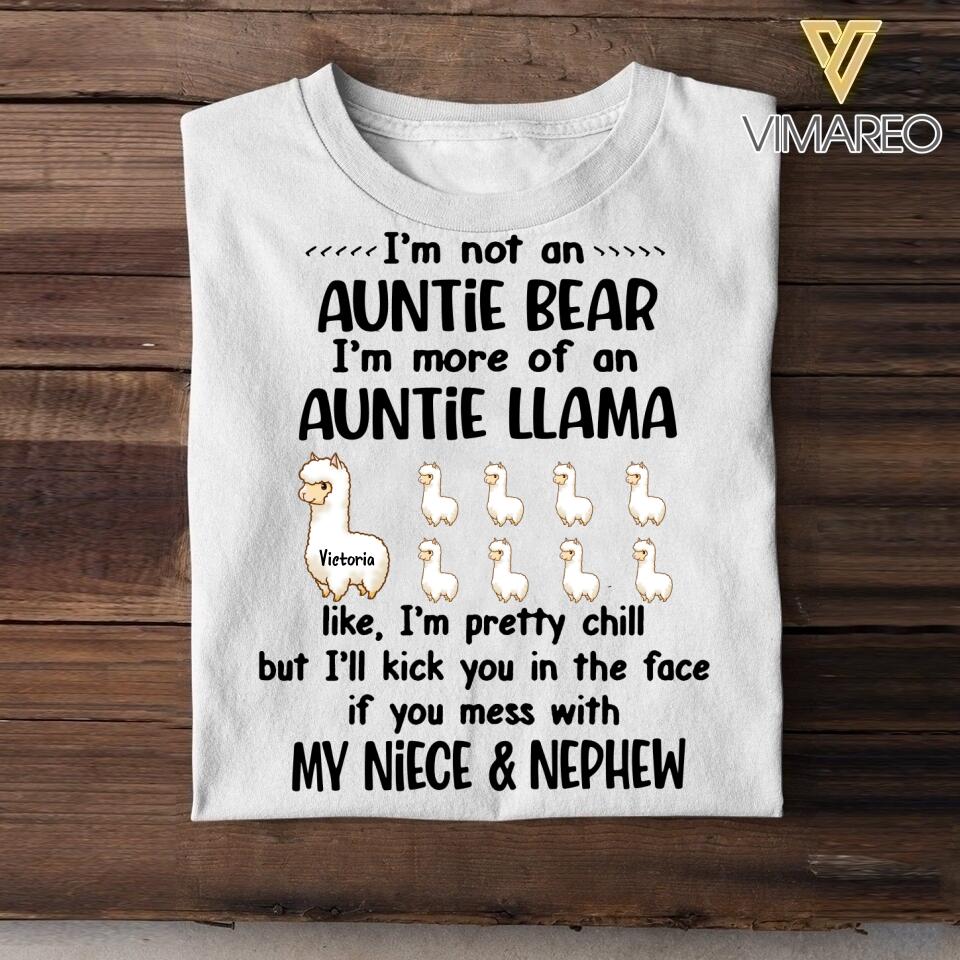 Personalized Auntie Llama  Tshirt Printed NQHC3006