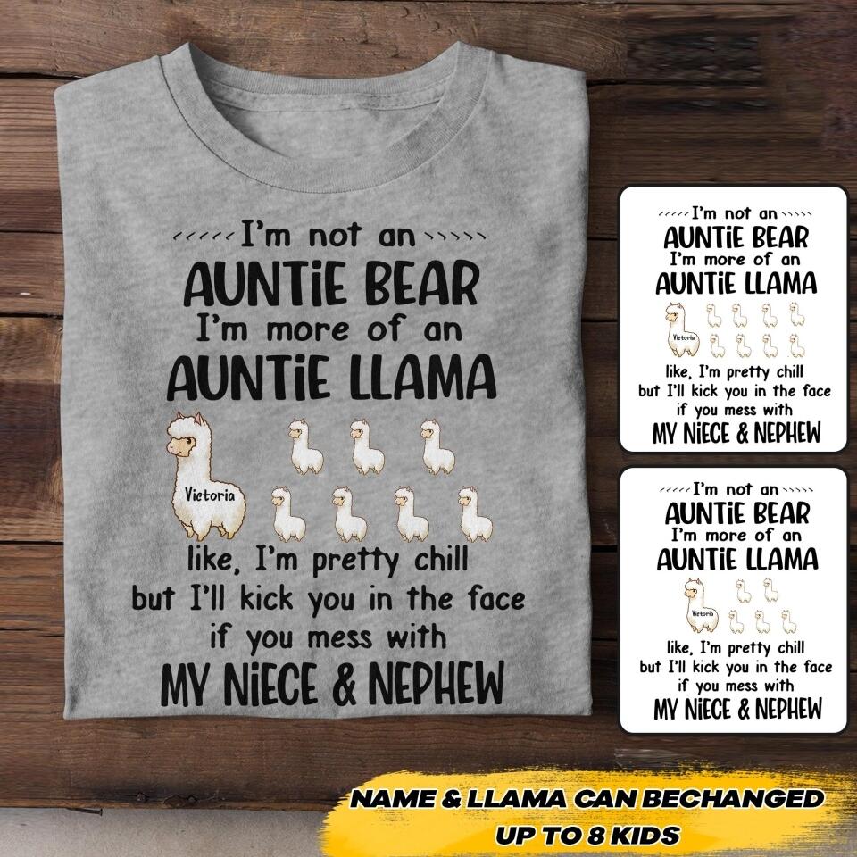 Personalized Auntie Llama  Tshirt Printed NQHC3006