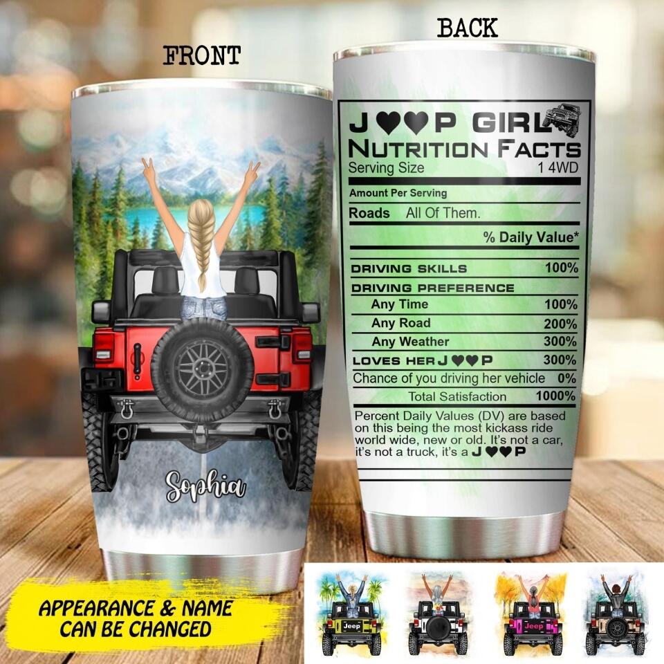 Personalized Jeep Girl Nutrion Facts Tumbler Printed QTDT3006