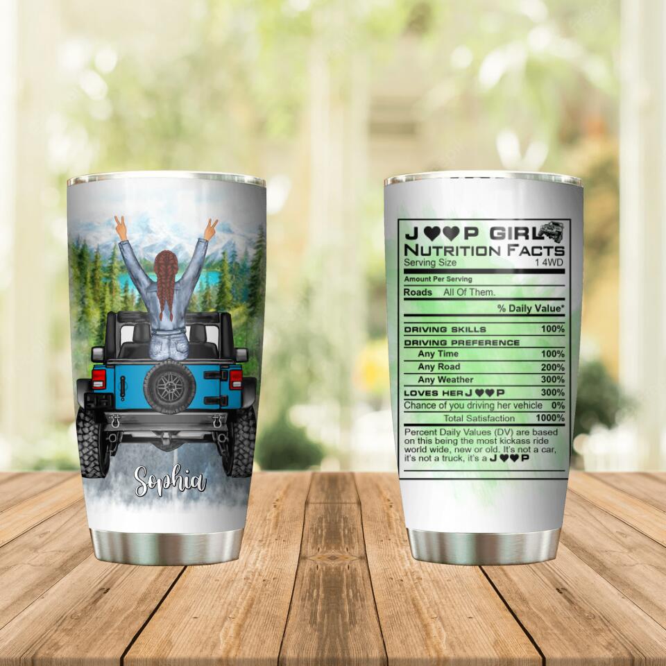 Personalized Jeep Girl Nutrion Facts Tumbler Printed QTDT3006