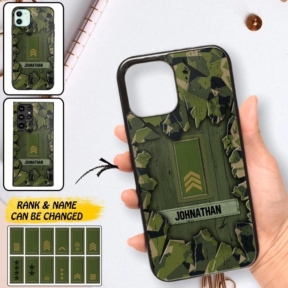 Personalized Swedish Soldier Camo Phone Case Printed 22JUL-DT30