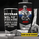 Personalized Netherland Veterans Tumbler Printed 22JUY-HY01
