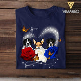 Personalized Heart Dog & Rose Tshirt Printed NQDT3006