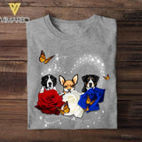 Personalized Heart Dog & Rose Tshirt Printed NQDT3006