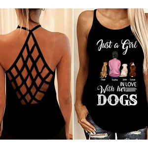 Personalized Just A Girl In Love With Her Dogs Criss Cross Tank QTVQ0207