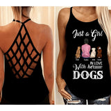 Personalized Just A Girl In Love With Her Dogs Criss Cross Tank QTVQ0207