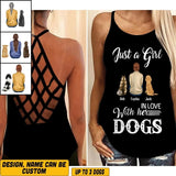 Personalized Just A Girl In Love With Her Dogs Criss Cross Tank QTVQ0207
