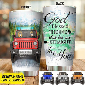 Personalized God Blessed The Broken Road That Led Me Straight To You Jeep Couple Tumbler Printed QTDT0207