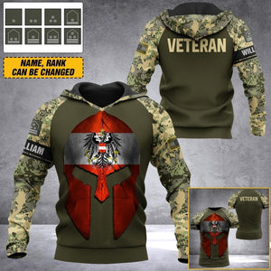 Personalized Austrian Veteran Camo Sku Tshirt or Hoodie 3D Printed QTDT0407