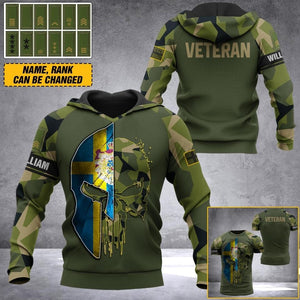 Personalized Sweden Veteran Camo Sku Tshirt or Hoodie 3D Printed QTDT0407