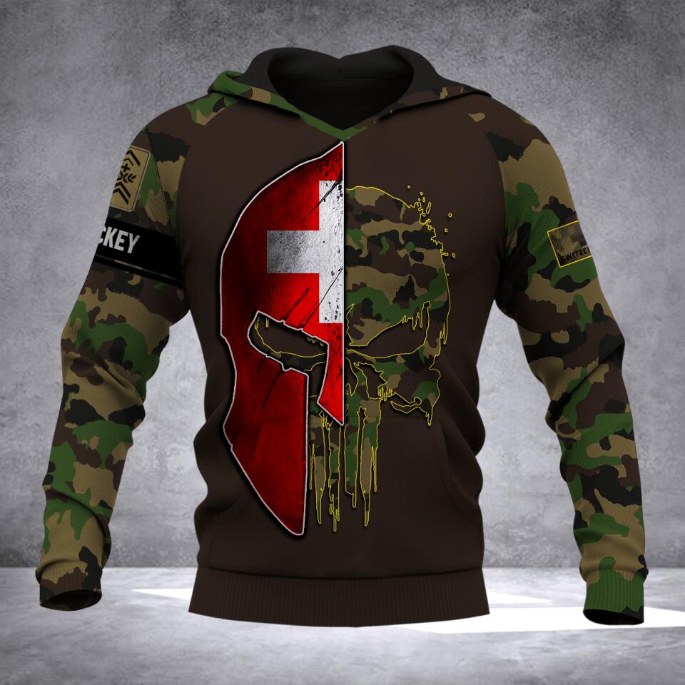 Personalized Swiss Veteran Camo Sku Tshirt or Hoodie 3D Printed QTDT0407