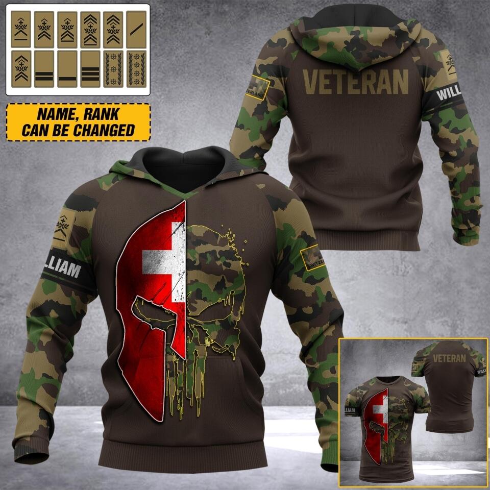 Personalized Swiss Veteran Camo Sku Tshirt or Hoodie 3D Printed QTDT0407