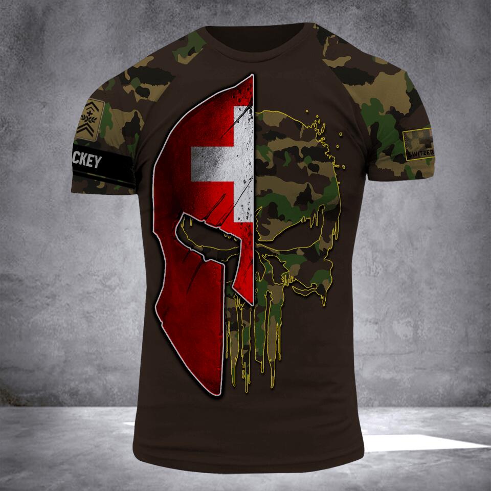 Personalized Swiss Veteran Camo Sku Tshirt or Hoodie 3D Printed QTDT0407